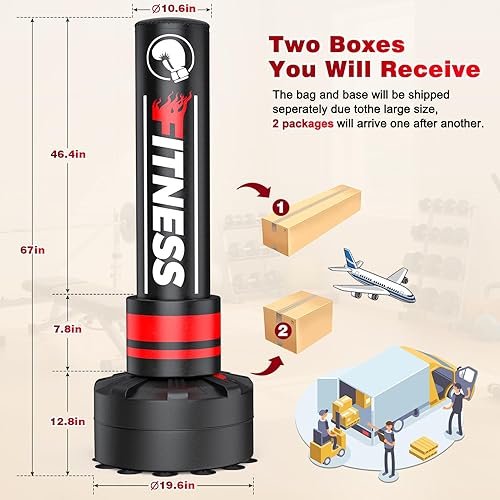 Miniatura 7 de GIKPAL Freestanding Punching Bag with Boxing Gloves, Heavy Boxing Bag with Stand for Adult, Kickboxing Bag for MMA Martial Arts Boxing Traning