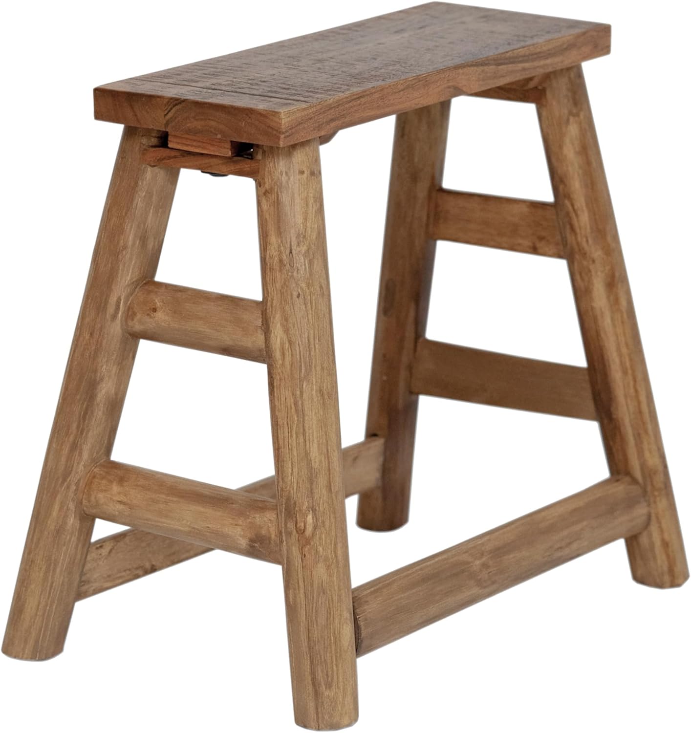 East at Main Rustic Solid Wood Accent Stool – Small Wooden Stool for Bathroom, Entryway or Living Room – Natural Handcrafted Stool for Décor, Plant Stand or Foot Rest – Farmhouse Vintage Wood Stool