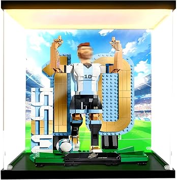 Acrylic Display Case for Lego 43015 FIFA World Cup Soccer Legends Model Kit Building Sets,Dustproof Storage Box, Home or Office Decor, Compatible with 43015Case Only Lightbox Black
