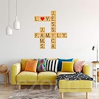 Vista 5 de 30 piezas de 3 pulgadas estilo Scrabble letras con 60 piezas de madera cuadrada sin terminar de 3 pulgadas para decoración del hogar y proyectos