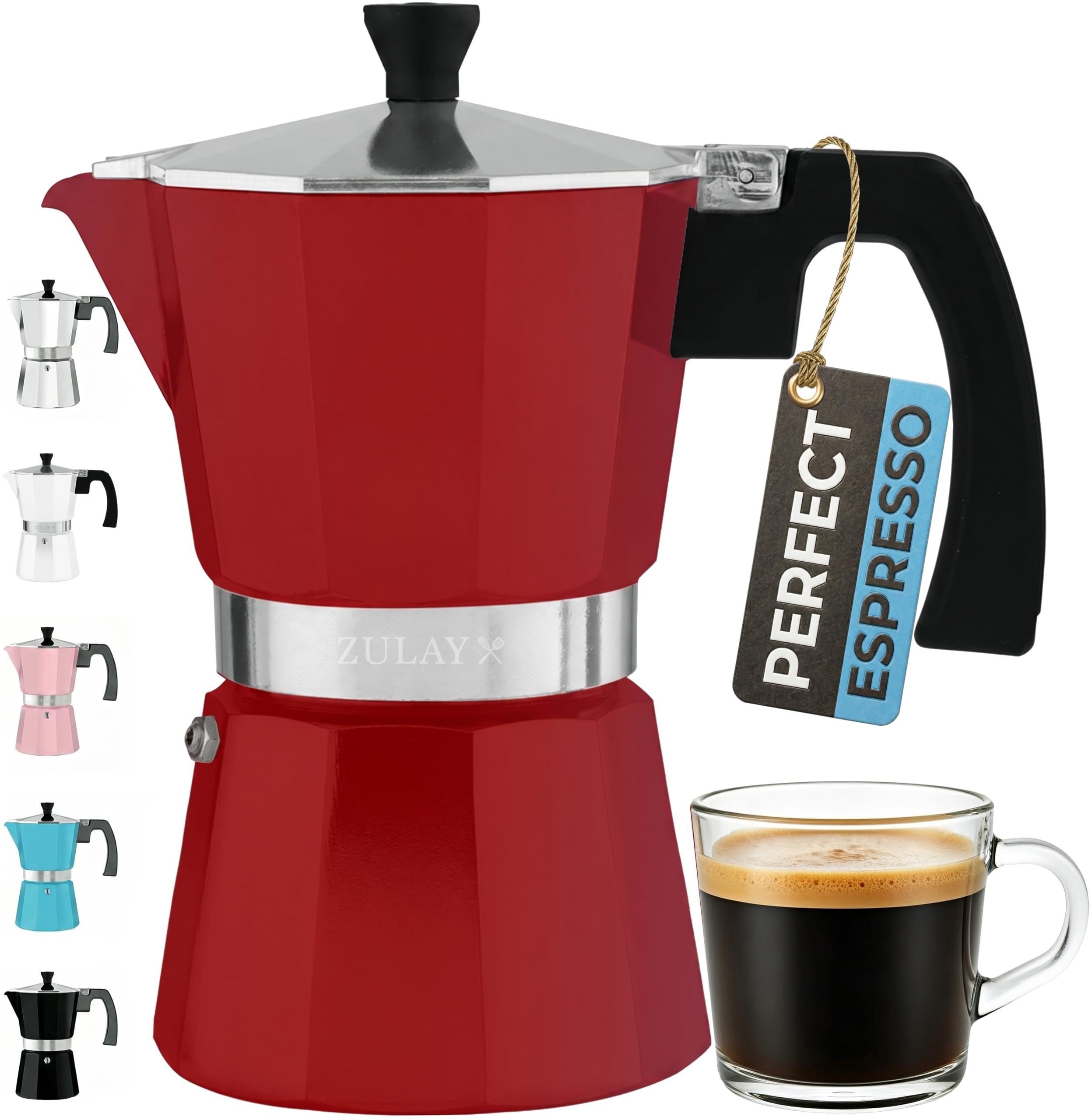 Zulay Moka Pot Espresso Stovetop Coffee Maker - Leak-Proof