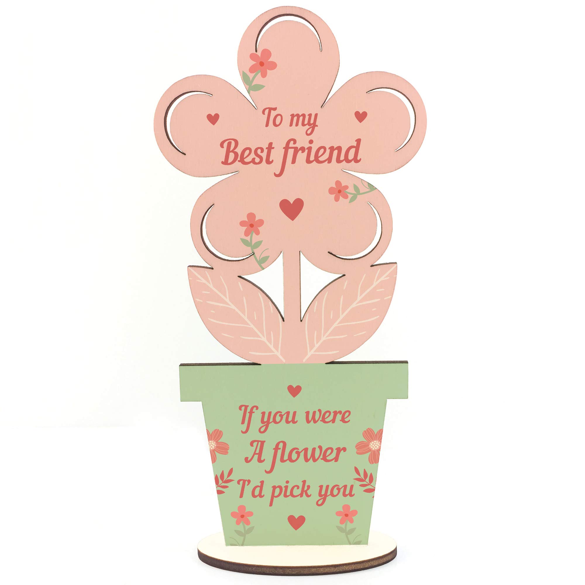 Red Ocean Best Friend Gift Wooden Flower Best Friend Birthday Gift For Women Special Keepsake Friendship Gifts