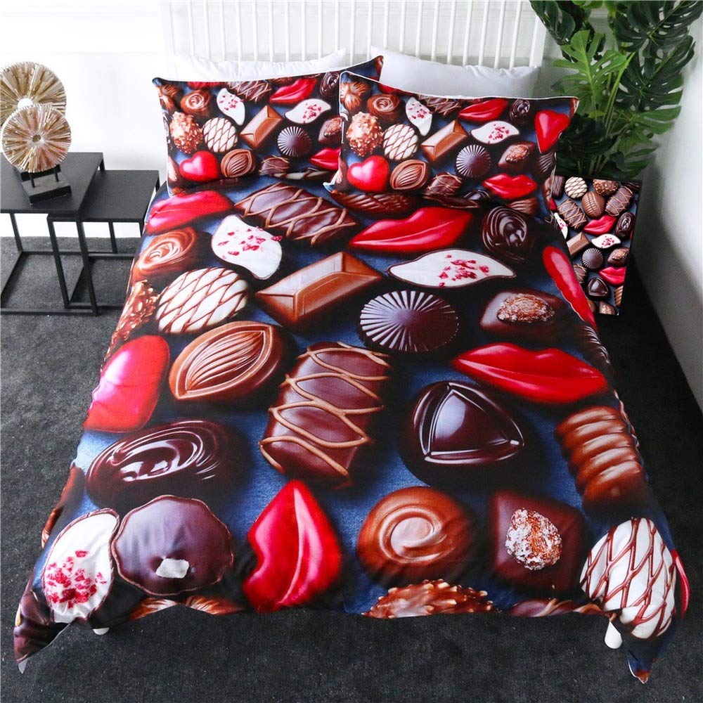 Housse de couette 203x228 cm Sweet Candy avec 2 taies d'oreiller pour lit fille