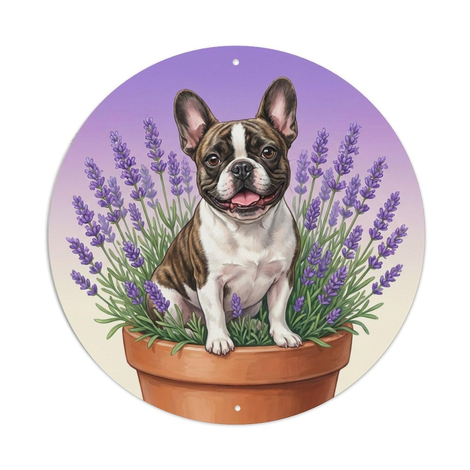 Metal Tin Sign Welcome French Bulldog Lavender Hill