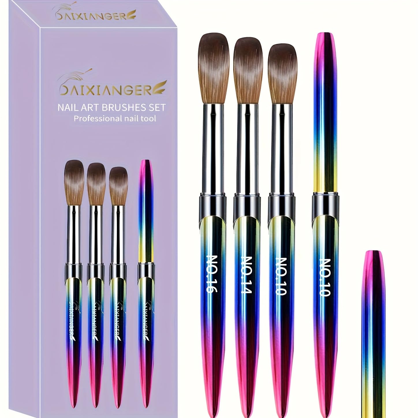 3PCS Acrylic Nail Brush Set - Professional Nail Art Tools