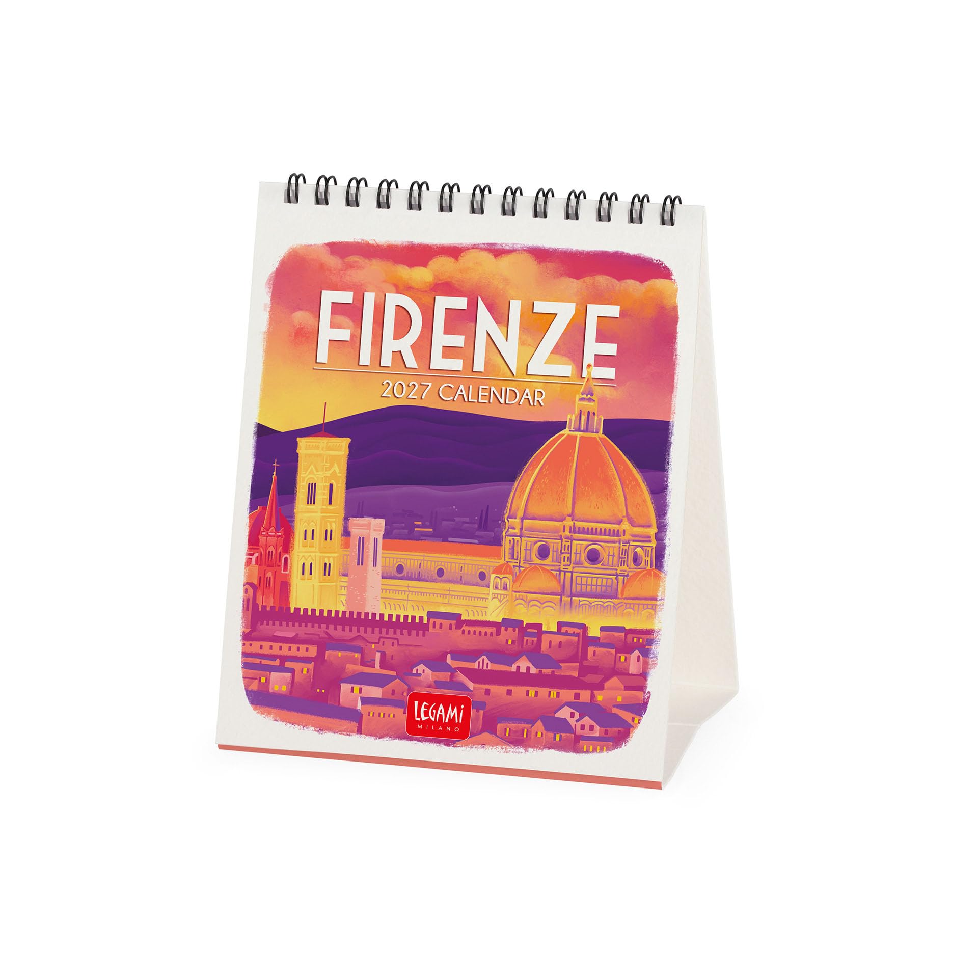 Legami - Desk Calendar 2027, Florence, Desk Calendar, 12 Months and Yearly Planner, in English, Zodiac Signs, International Holidays, 12 x 14.5 cm