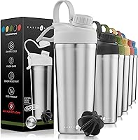 Vista 11 de Earthmade Botella mezcladora de proteínas de acero inoxidable, botellas agitadoras aisladas de 26 onzas para mezclas de proteínas que mantienen
