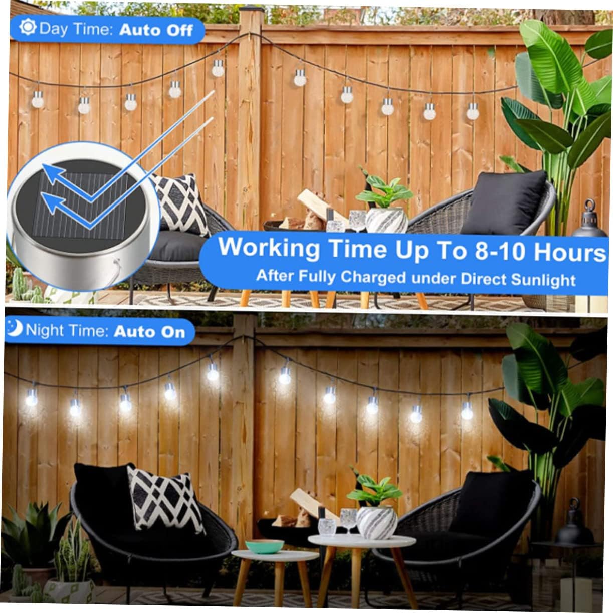 Solar Crackle Ball Hanging Light 8-Piece Set Outdoor Garden Decor Waterproof Glass Solar Lamp for Patios Decks and Railings