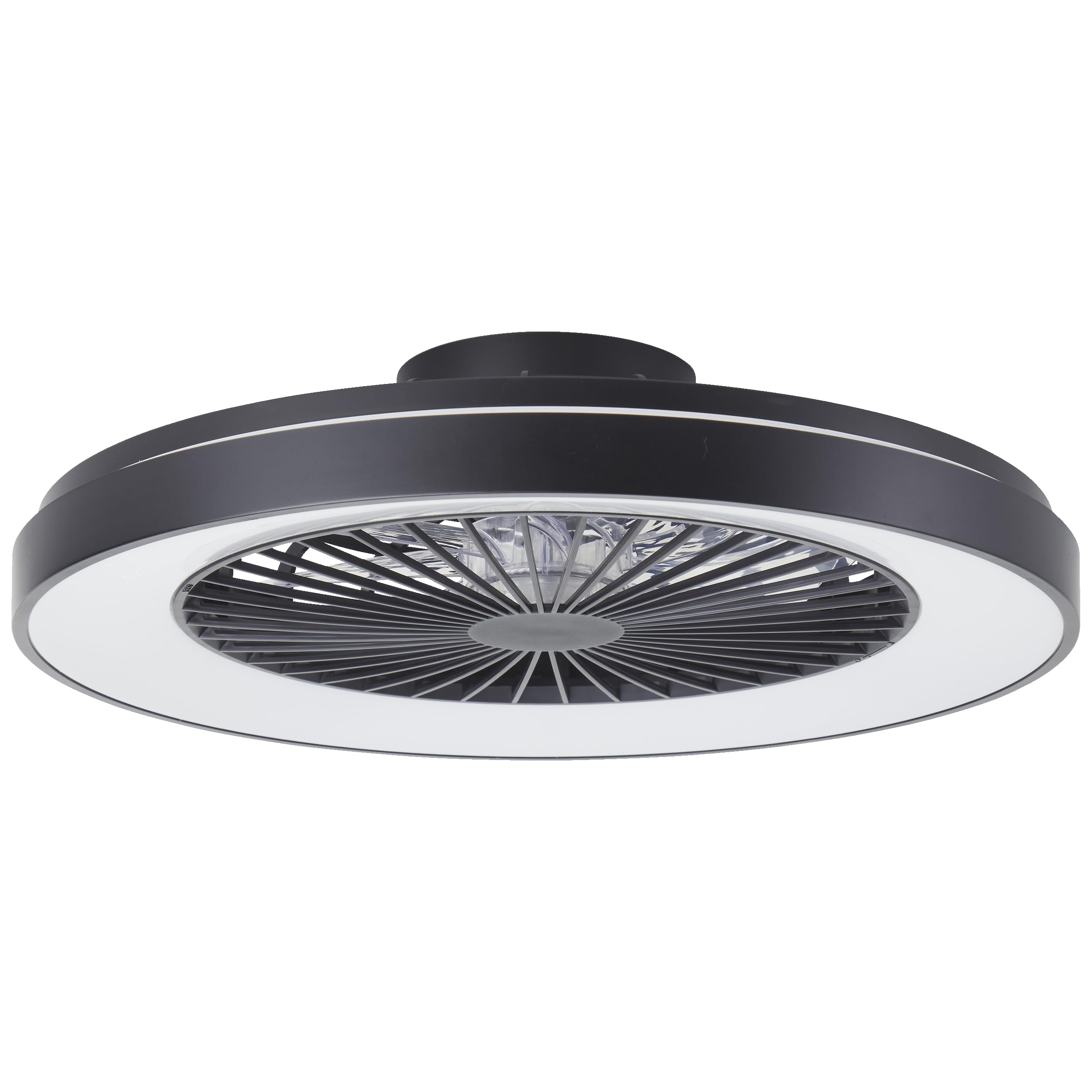 Lightbox LED Deckenlampe mit Ventilator & Fernbedienung - 15 cm Höhe, Ø 58 cm - schwarze Deckenleuchte & RGB & CCT (3000-6500 K) & Nachtlicht - dimmbar - 55 W, 6800 lm - aus Kunststoff
