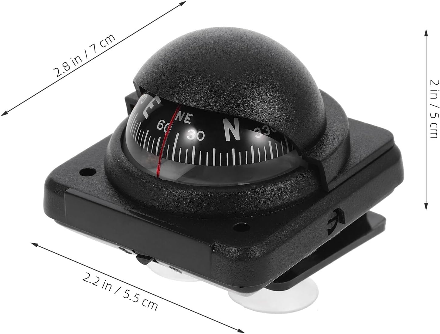 Car Compass Ball Adjustable Auto Dashboard Mount Compass for Vehicle and Boat Navigation with Abs Housing and Magnetic Declination Correction