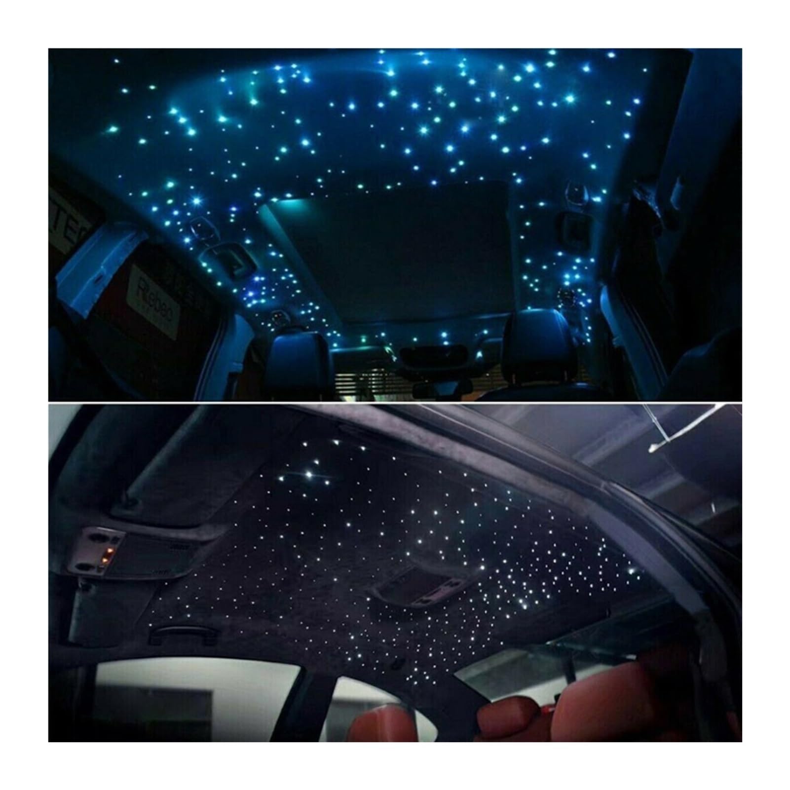 CUDTAPI LED Fiber Optic Light Engine 16W RGB Car Roof Star Lights LED Fiber Optic Sky Ceiling Kit Light 150/200/300pcs 0.75MM 2M With APP Bluetooth Controller(300PCS 0.75 2M)