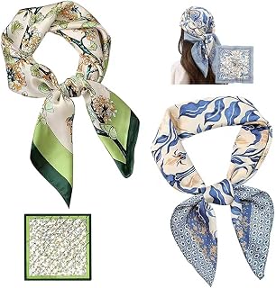 YUISI 2Pcs Silk Blend Square Scarf for Women 70x70cm Stylish Paisley Print Bandana Headscarf, Satin Neck Head Scarf, Satin... Price In India