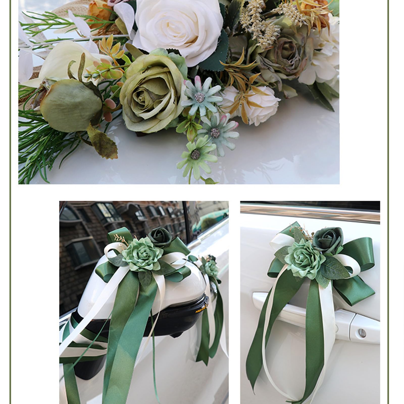 7-teiliges künstliches Blumen Set, Hochzeitsauto Dekoration, Stoffblumen für Romantiker, Hochzeitsatmosphäre, Autodekorationen, Blumen