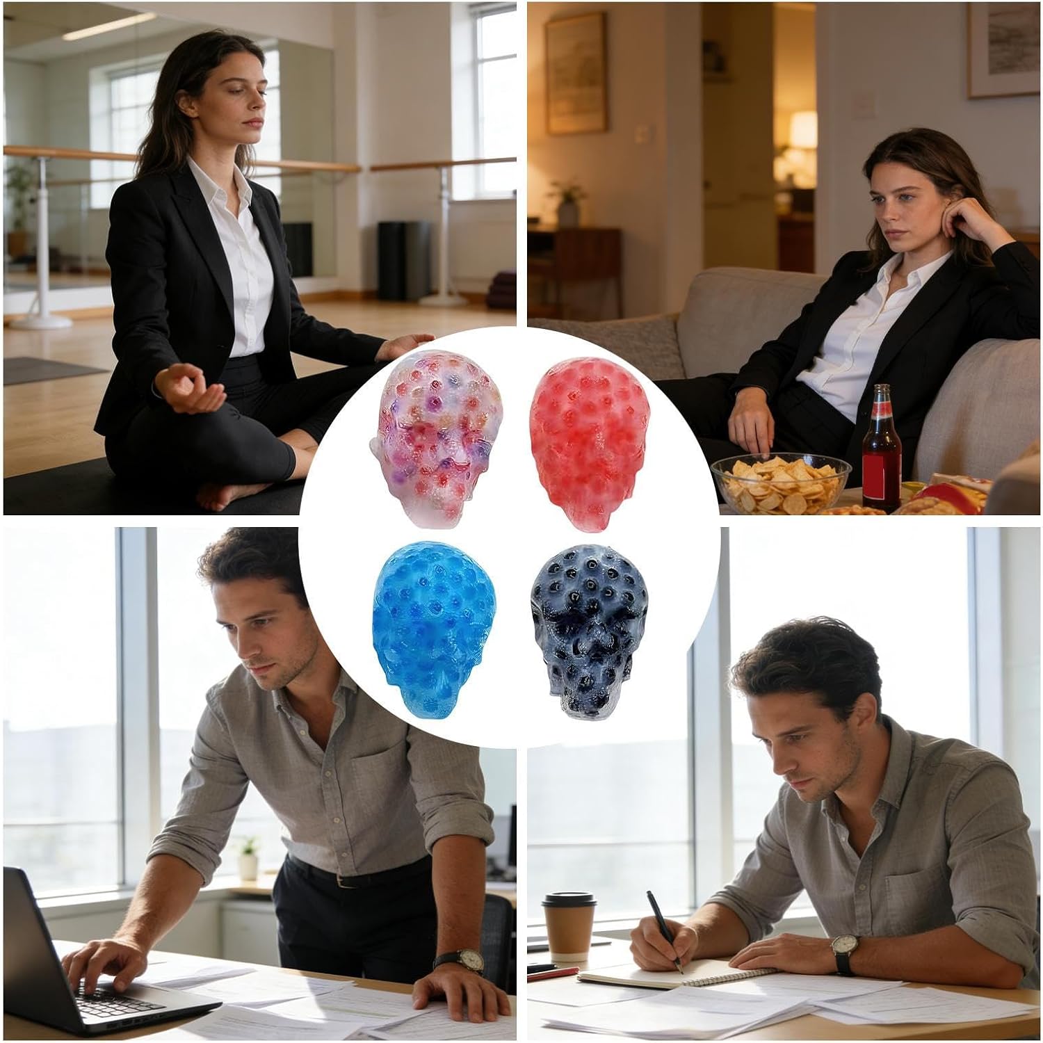 Soft Squeeze Poppers - Stress Relief Toy, Fidget Pack with 4 Pieces, Anxietys Reducer with Realistic Design, Sensory Toys Texture Detail, Habit Alternative for Teens Adults