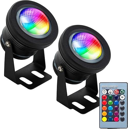 12Vmonster Luz LED RGB IP68 que cambia de color para exteriores, iluminación de jardín impermeable de 12 V 10 W, iluminación de paisaje multicolor