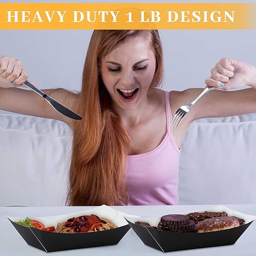 Miniatura 6 de Bandeja de papel desechable para alimentos, barcos de alimentos, resistente a la grasa, bandeja de palomitas de maíz para servir nachos, tacos,