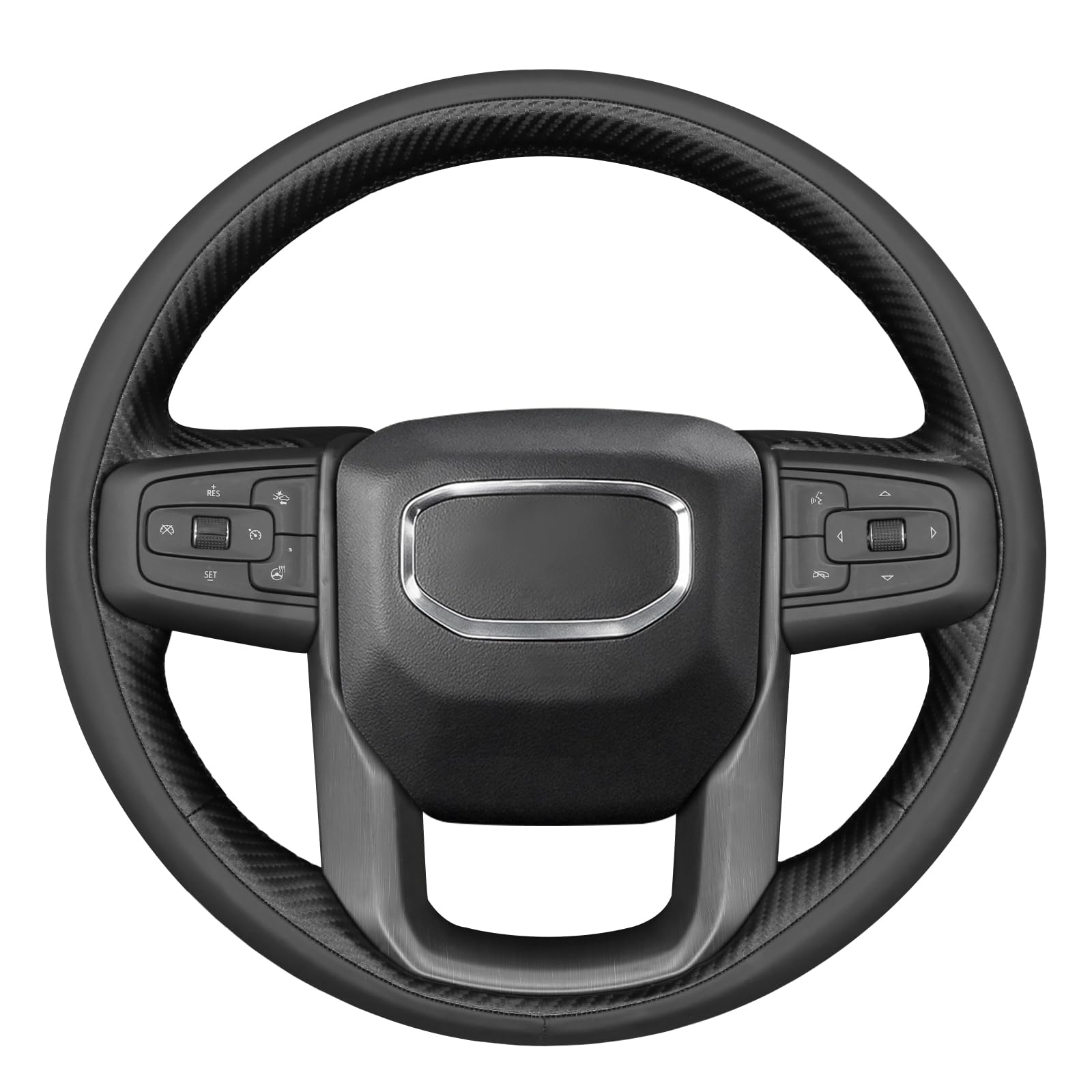 Funda para Volante de Coche para GMC Sierra 1500 / Sierra 1500 Limited/Sierra 2500 3500 / Yukon (XL) Fabricada en Microfibra de Cuero con Acabado Brillante de Fibra de Carbono
