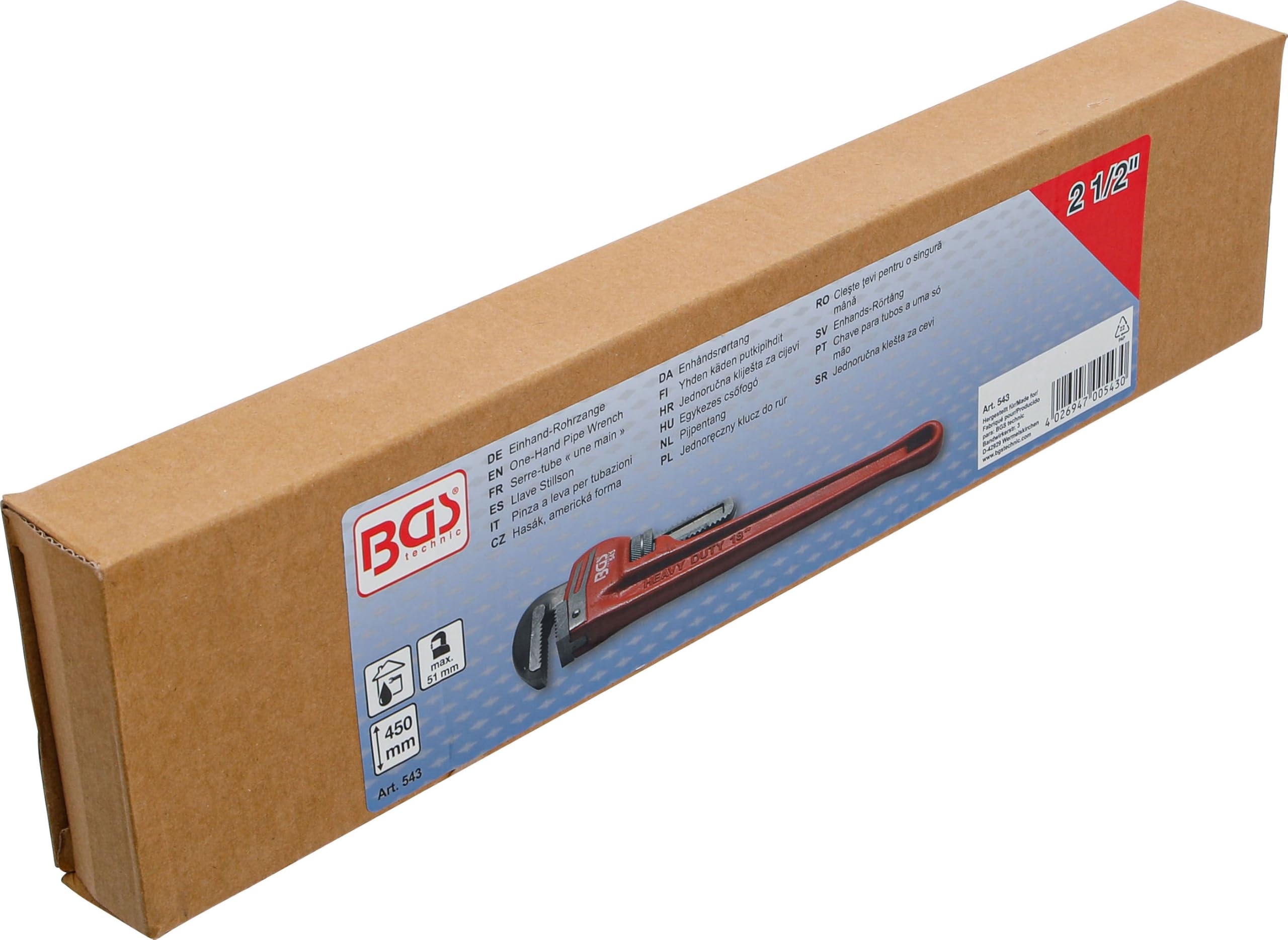 BGS 543 | Llave Stillson | 450 mm | 25 - 51 mm