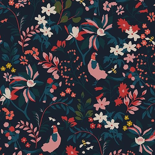 Joules Fields Edge Floral French Navy Papel pintado