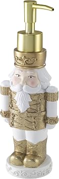 Avanti Linens - Soap Dispenser/Lotion Pump, Countertop Accessories, Christmas Inspired Bathroom Decor Holiday Collection, Gold Nutcracker