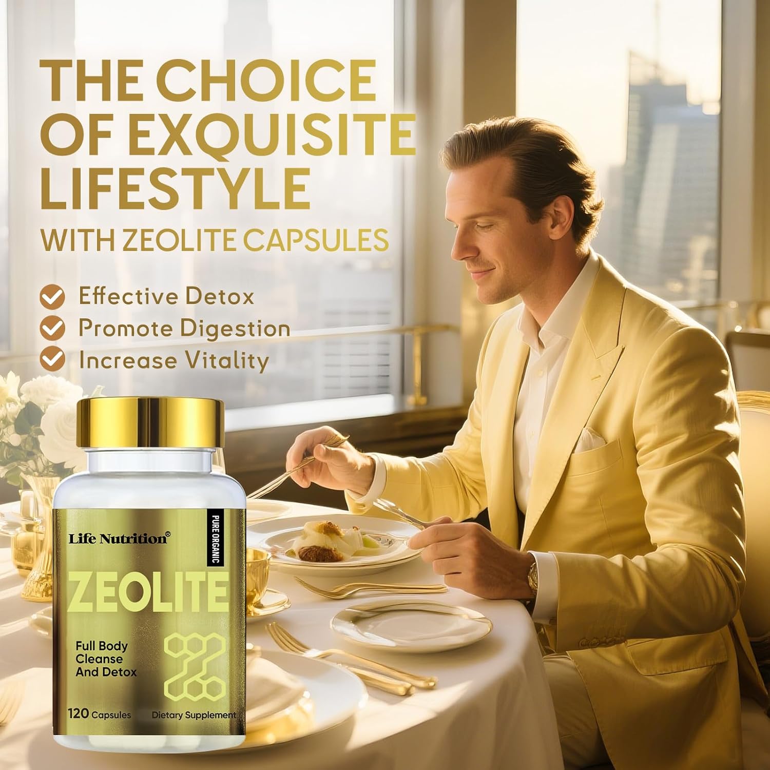 Life Nutrition 2300mg Zeolite Detox Capsules for Kids and Adults, Natural Premium Liquid Zeolite 120 pcs, Gut Health and Immune System Support, Gentle Daily Detox and Energ - Image 2