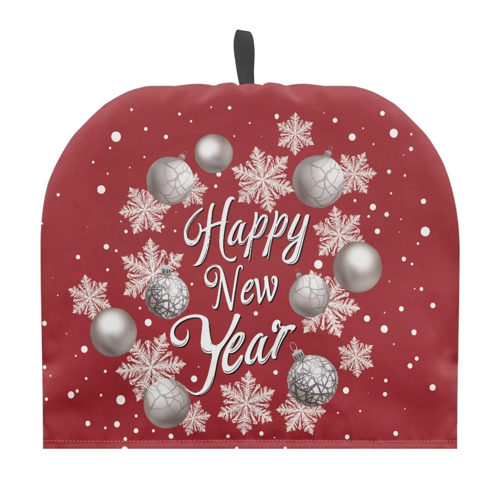 Tutolipy Lights Snowflake Print Tea Pot Cover Warm Keeper with Top Hanging Loop Insulated New Year Tea Kettle Cover Dust Proof Tea Cosies for Kitchen Home Decoration — image 1