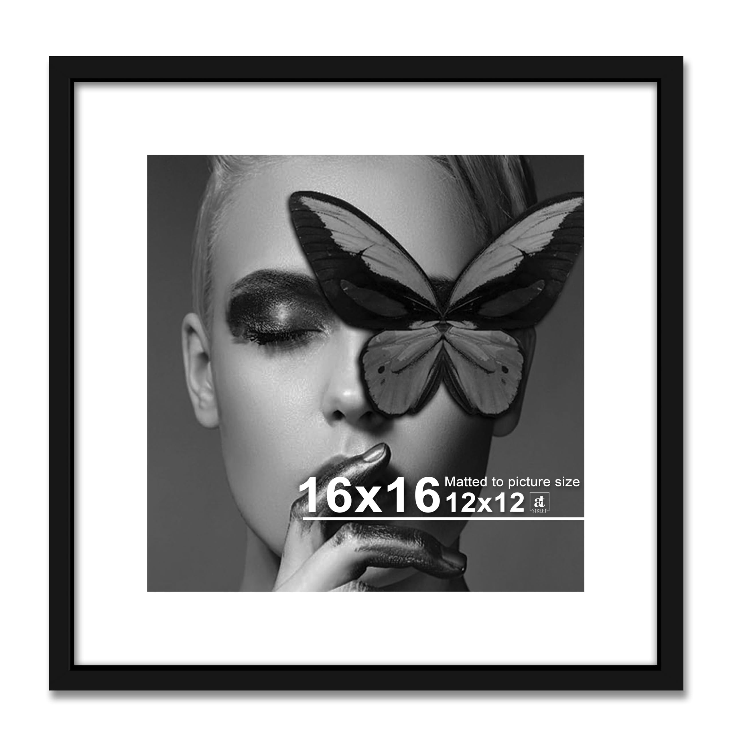 Art Street Synthetic Document Large Size Wall Photo Frame, Big Frames For Wall Artwork, Certificates, Picture & Photographs Home Decor (16x16 Inch, Matted To: 12X12 Inch, Black) (B0C8229Y2Z) Amazon Price History, Amazon Price Tracker