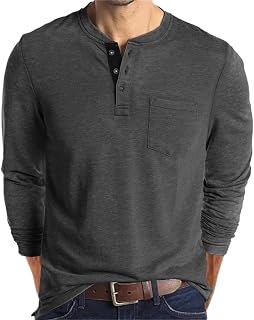 Lexiart Mens Fashion Henley Shirts Button Cotton T-Shirt with Pocket | Workout,Collar Shirt,Vintage Clothing,Gym,Casual,Lightweight,Soft & Skinfriendly,Regular Fit,Outdoor,Breathable