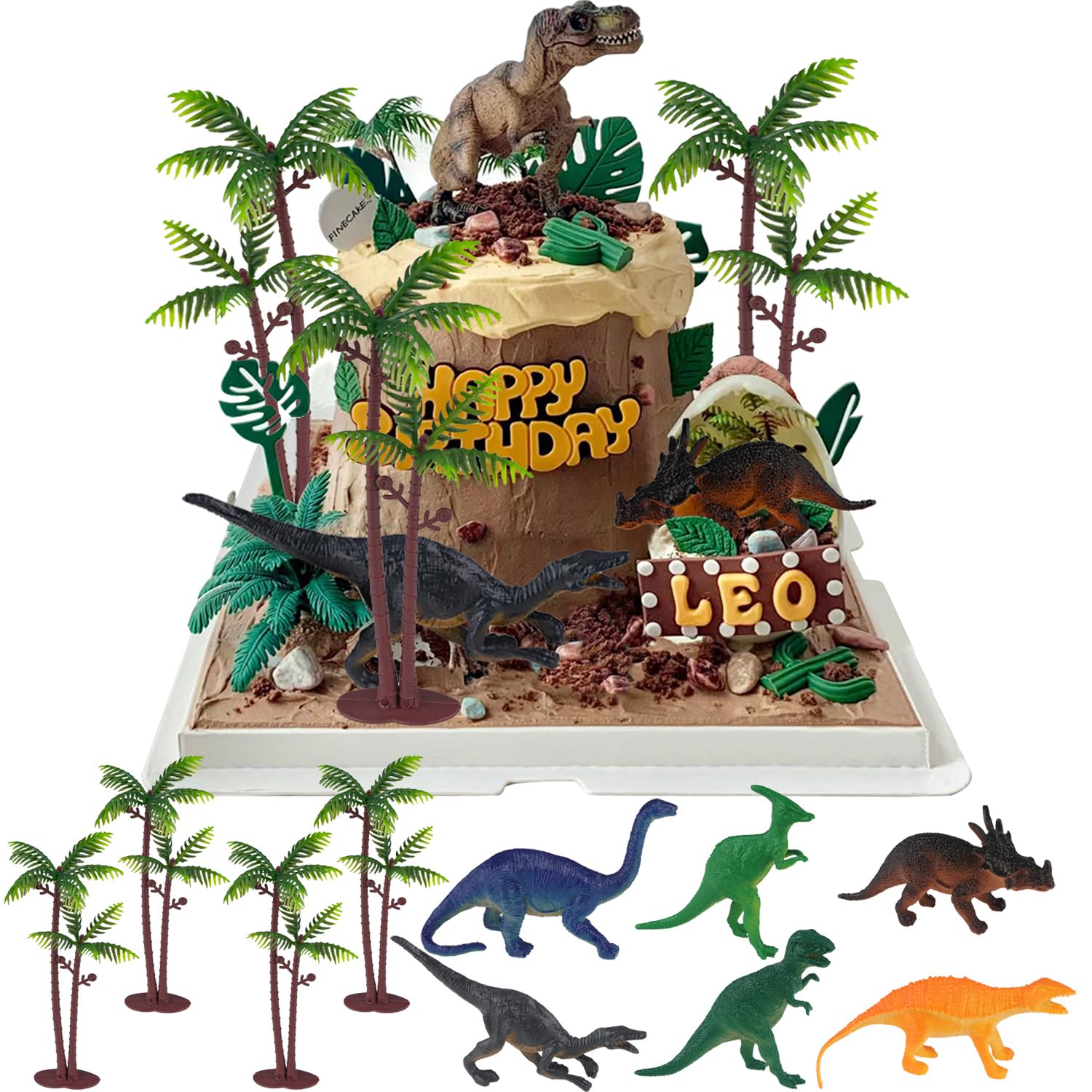 Dinosaur Cake Decoration Set of 10 Dinosaur Cake Decoration, Dinosaur Decoration Cake, Decoration Palm Tree Cake Topper, Dino Birthday Decoration, Cake Topper Dinosaur for Boys Birthday Party