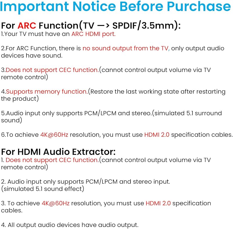 Convertor extractor audio HDMI 2.0b avedio links, 4K 60Hz, HDMI ARC, Toslink SPDIF, stereo 3,5 mm, HDCP 2.2, DTS 5.1, PCM, cu cablu optic inclus