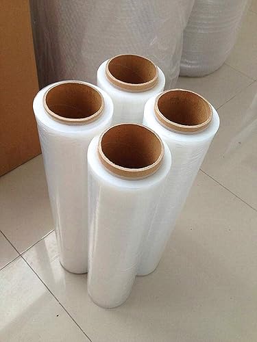 Miniatura 3 de Paquete de 4 envolturas elásticas transparentes de calibre 80 de 18 pulgadas x 1000 pies, resistencia industrial, 6.7 libras por rollo, 27.6 libras