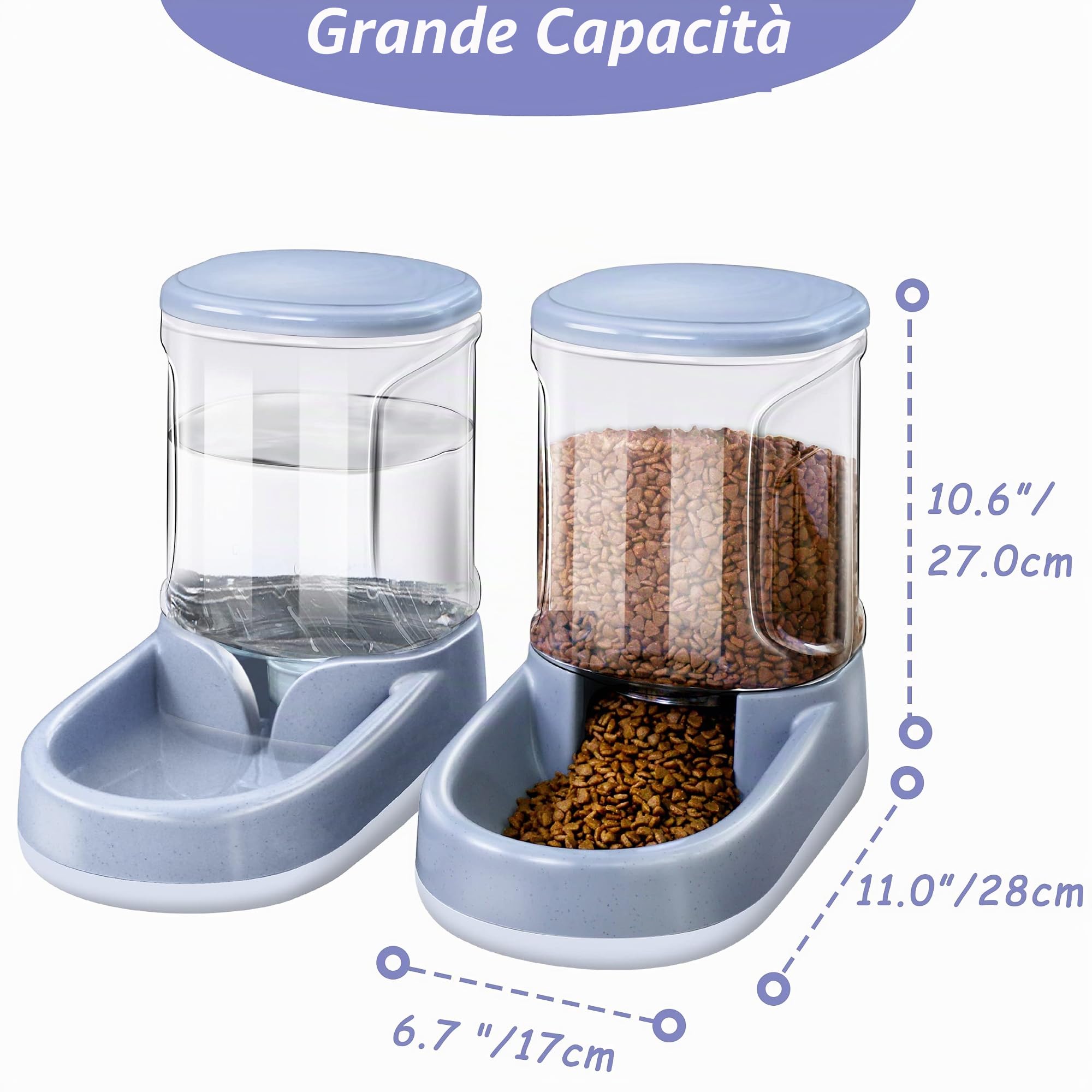 Lucky-M Set automatico di alimentazione e abbeveratoio per animali domestici, alimentatore e erogatore di acqua per cani e gatti, 3,8 l