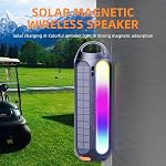 Haut-parleur Bluetooth magnétique de puissance solaire, 30W Haut-parleurs de golf extérieurs sans fil portatifs IPX6 Imperméable avec LED RGB Lumières 30H Playtime Deep Bass (avec magnétique avec solaire)