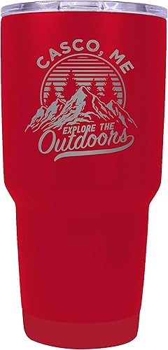 Miniatura 8 de R and R Imports Casco Maine Souvenir - Vaso de acero inoxidable aislado de 24 onzas con grabado láser, color blanco y blanco.