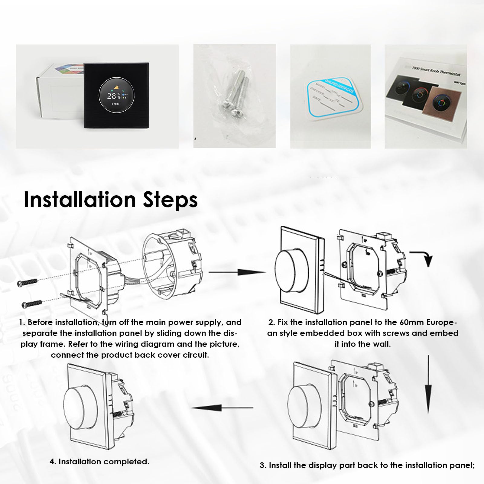 Fyearfly Smart Thermostat WiFi Drehregler 5-35°C TFT Touch für Fußbodenheizung Klima