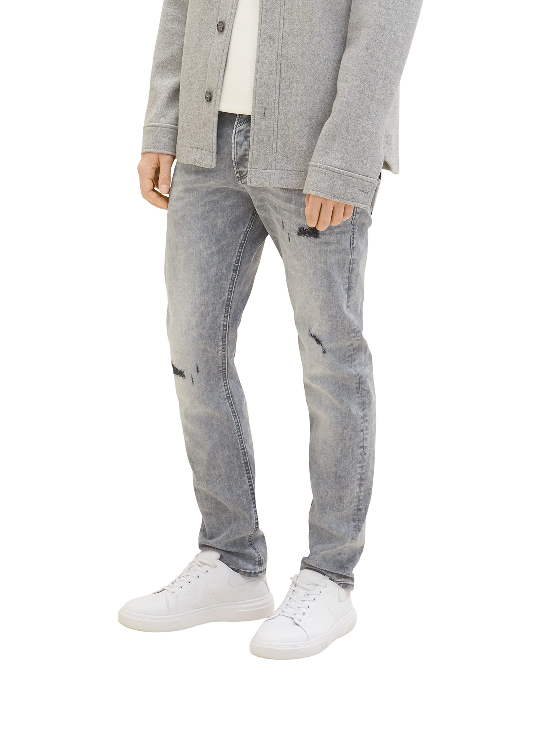 TOM TAILOR Denim Men's Piers Slim Jeans, 10218 - Used Light Stone Grey Denim, 32 W/32 L