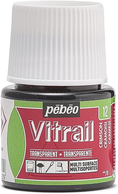PEBEO 050-012 Vitrail Stained Glass Effect Glass Paint 45-Milliliter Bottle, Crimson