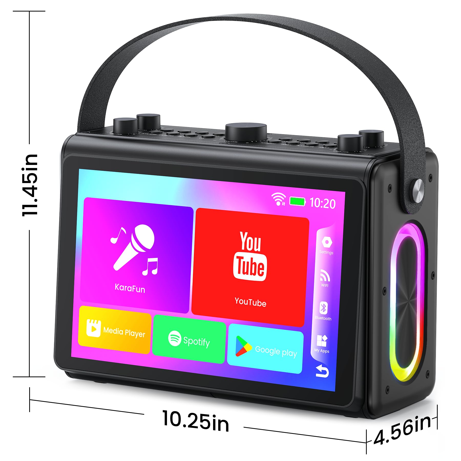 Máquina de karaoke para adultos, pantalla de letras HD integrada de 10.1 pulgadas, compatible con WiFi, Bluetooth, HDMI, USB y TF, reproductor de karaoke portátil con 2 micrófonos inalámbricos para