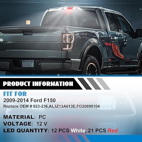 Miniatura 2 de Tercera luz de freno para Ford F150 2009-2014 3 luz de freno LED luz trasera trasera ahumada luz de freno LED luz de freno de montaje alto