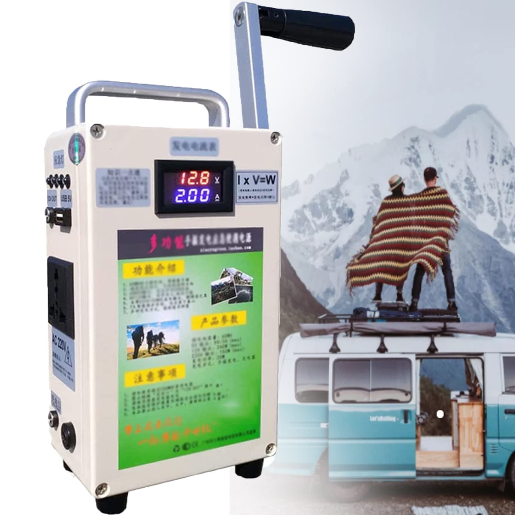 Generatore Portatile Caricatore A Manovella Generatore USB Generatore Inverter Generatore A Manovella Manuale Multifunzione per Esterni per Viaggi Campeggio Escursionismo Sopravvivenza,220V