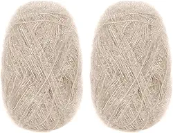 CAMAL Fio de poliéster para panos de prato para suprimentos de crochê fio de tricô colorido brilhante para panos de prato, artesanato DIY, 2 pacotes 109 jardas por novelo (bege)