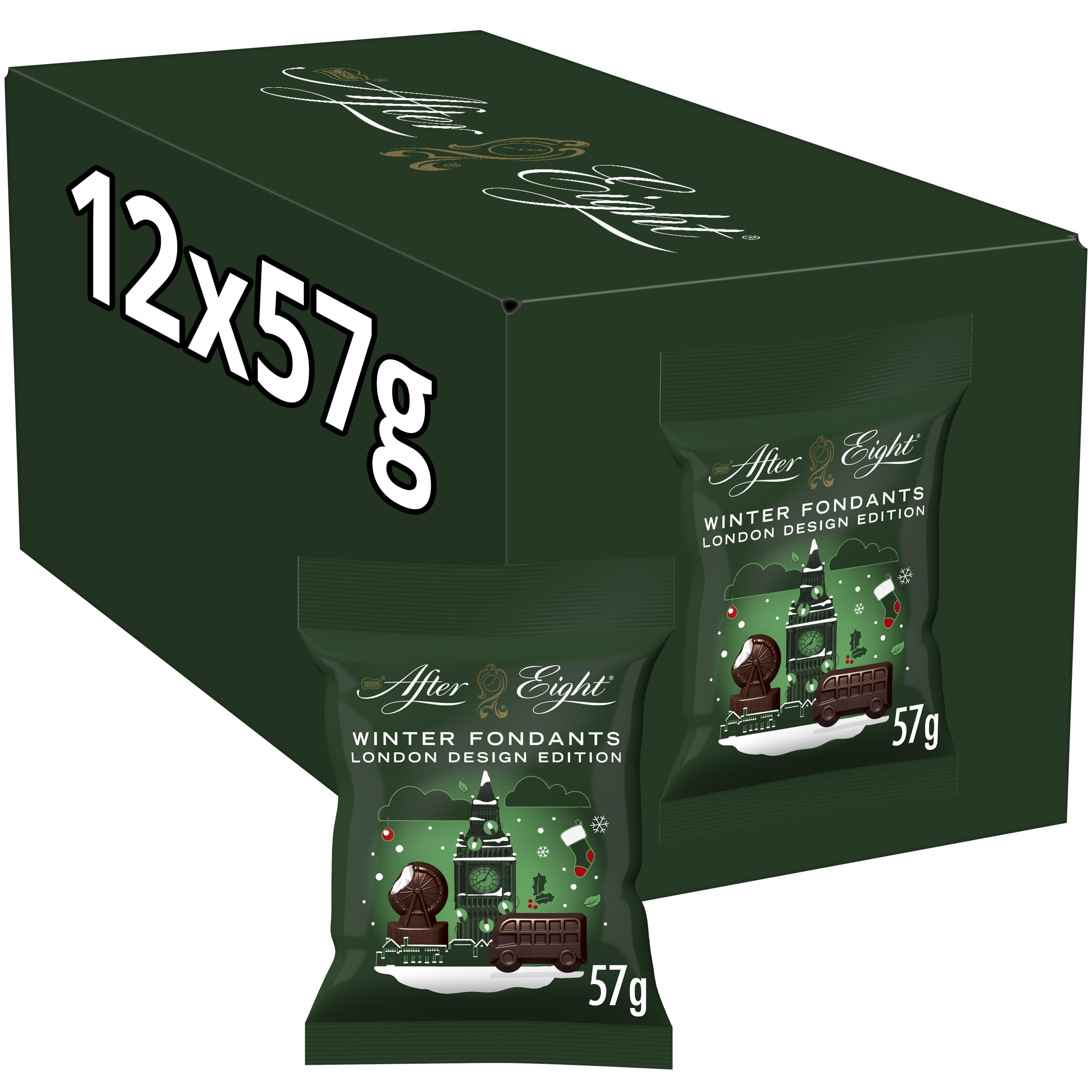 After EightWinter Fondants Dark Mint Chocolate Bag 57g (Pack of 12) | Figures With A Peppermint Flavoured Filling | Christmas Festive GiftRainforest AllianceRainforest AllianceRainforest AllianceRainforest Alliance