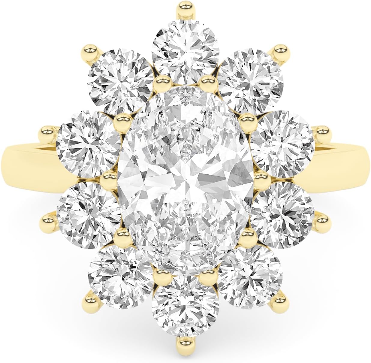 SAVEARTH DIAMONDS Halo Floral Style, 0.85 Ctw to 3.50 Ctw Oval And Round Lab Created Moissanite Engagement Ring For Women 10K / 14K Solid Gold or 925 Sterling Silver | VVS1 Quality