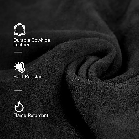 YESWELDER Black Leather Welding Jacket for Men Women, Heavy Duty Welder Jacket, Heat Flame Resistant Welding Coat, XL
