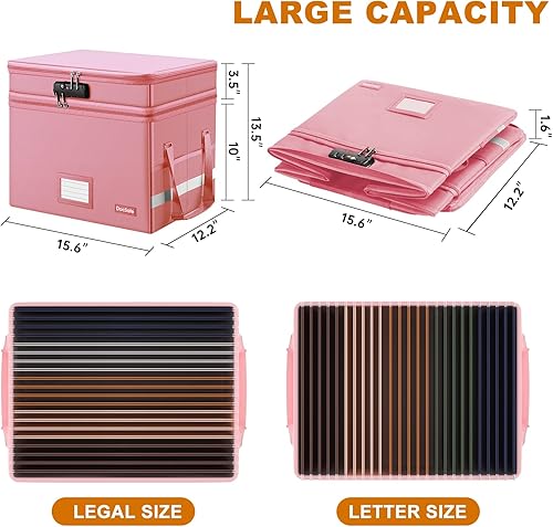 Miniatura 6 de DocSafe Caja de archivos con cerradura, caja de documentos ignífuga de varias capas, organizador de almacenamiento de archivos plegable con