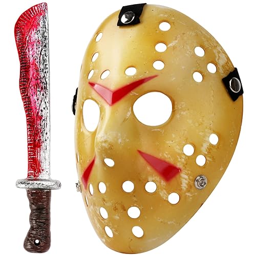 Landisun Mosqueda Cosplay Mask Machete Costume Halloween Horror Yellow 1