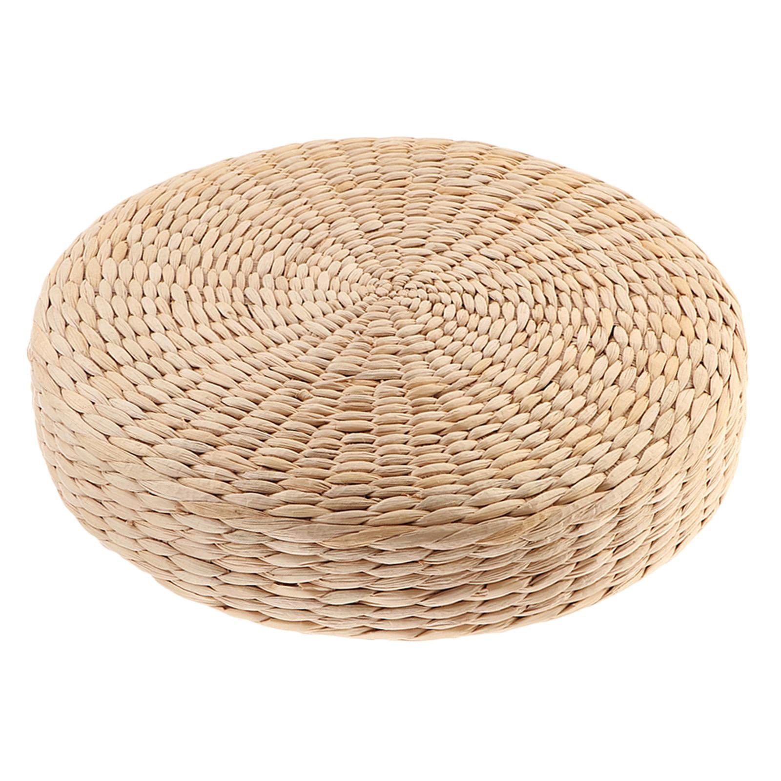 Round Straw Woven Tatami Cushion Floor Pouf Meditation Seat Mat 40x40cm