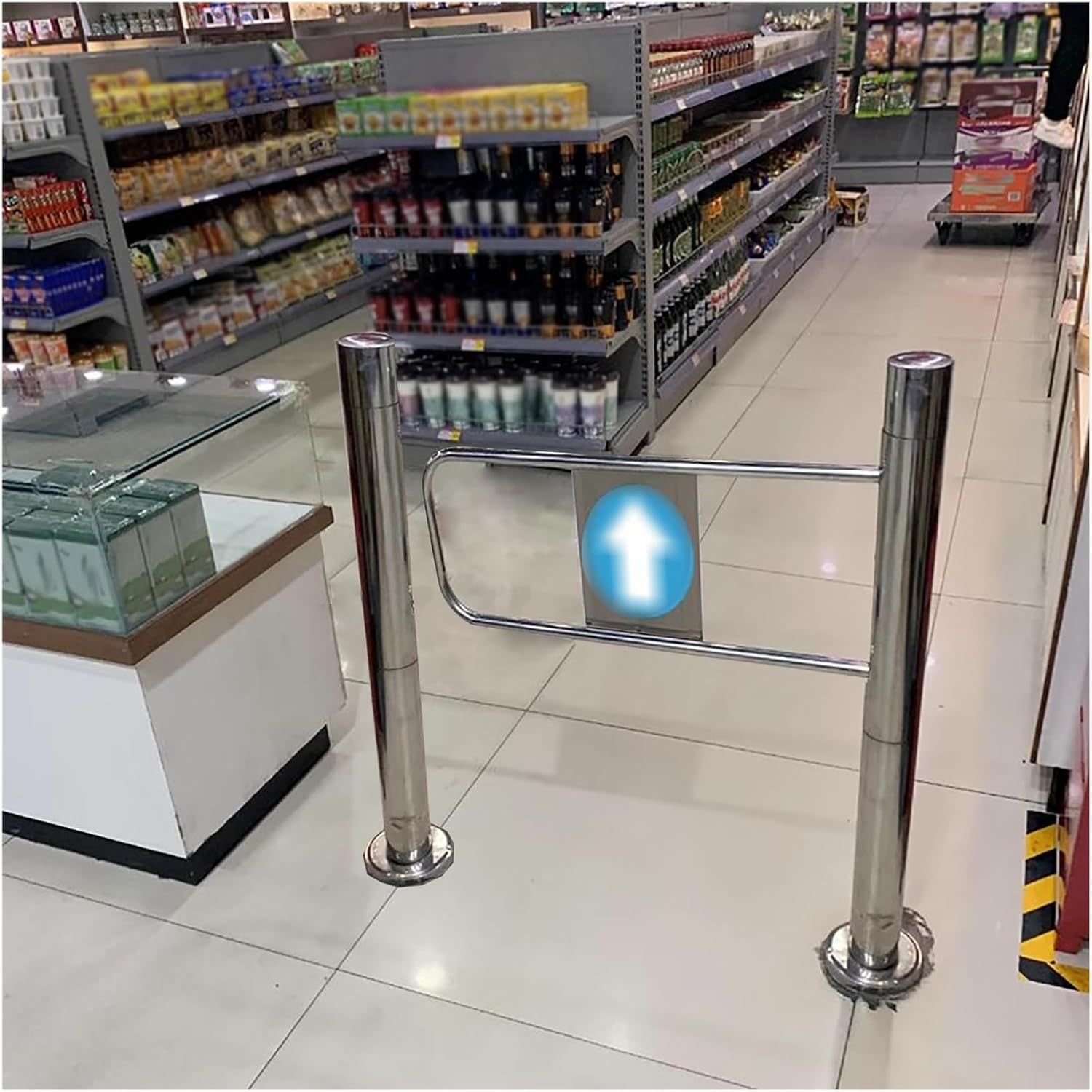 Automatic Stainless Steel Swing Gate - Left/Right One-Way Door with Post Mount for Libraries, Stores & Shopping Malls - Durable Entrance/Exit Device (Right-WxH, 70x100 cm)