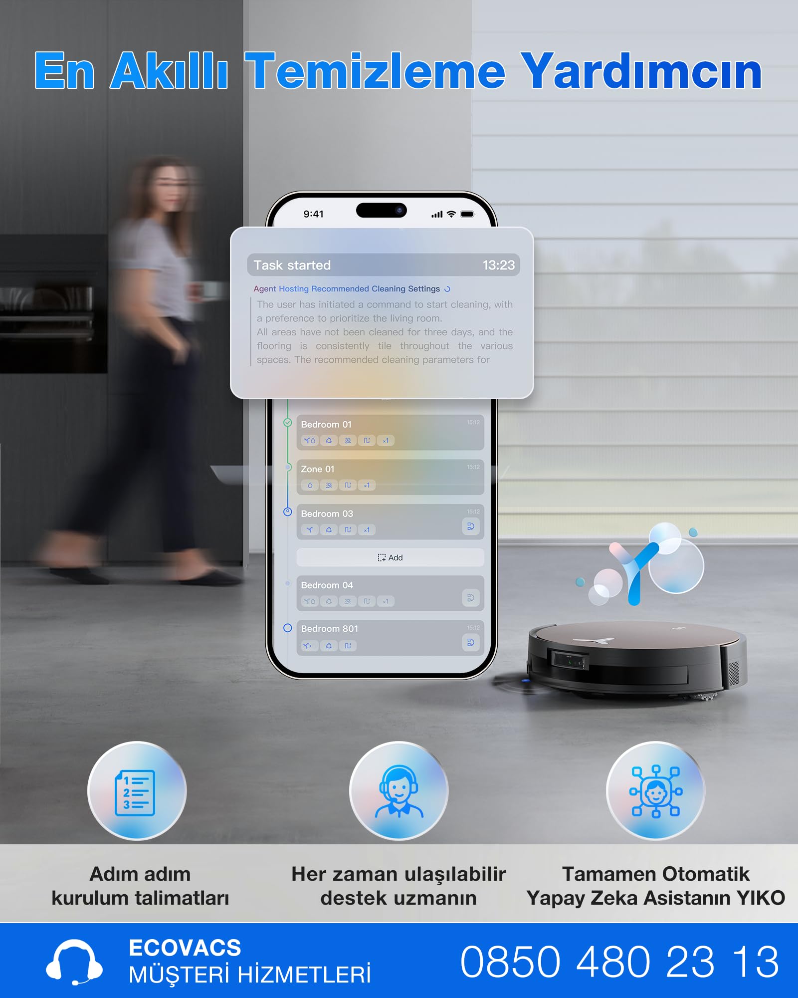 ECOVACS X11 Omni Cyclone Aspirateur Robot, Robot Aspirateur Laveur avec Blast et Puissance 19500 Pa, PowerBoost Ultra-Rapide, OZMO Roller 2.0, Ascension Max de 4 cm, PureCyclone 2.0 Auto-Empty