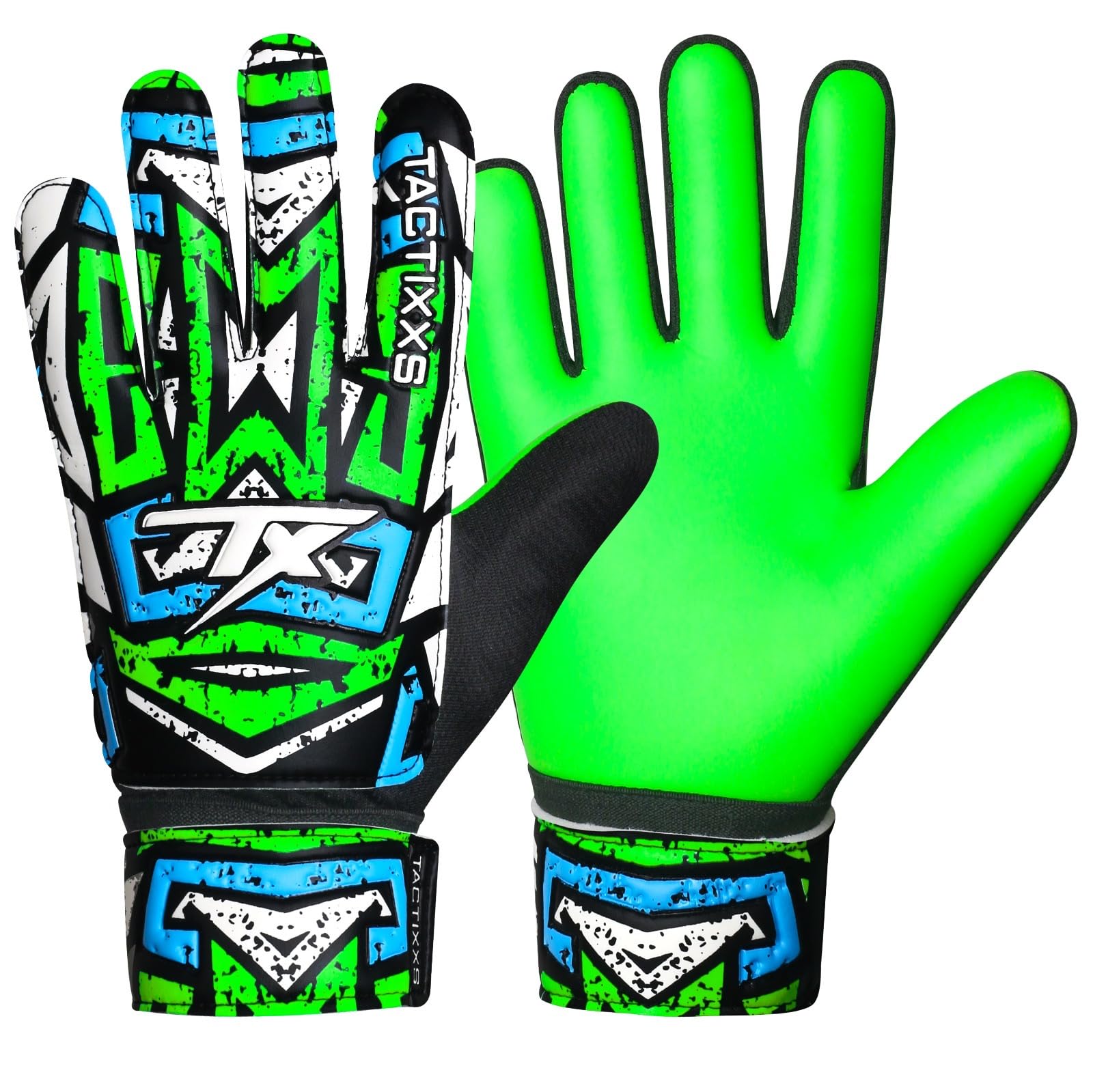 TACTIXXS Soccer Goalkeeper Gloves for Kids Boys Children Youth, Funky Football Goalie Gloves Anti Slip 4mm Latex Palm with Strong Grips